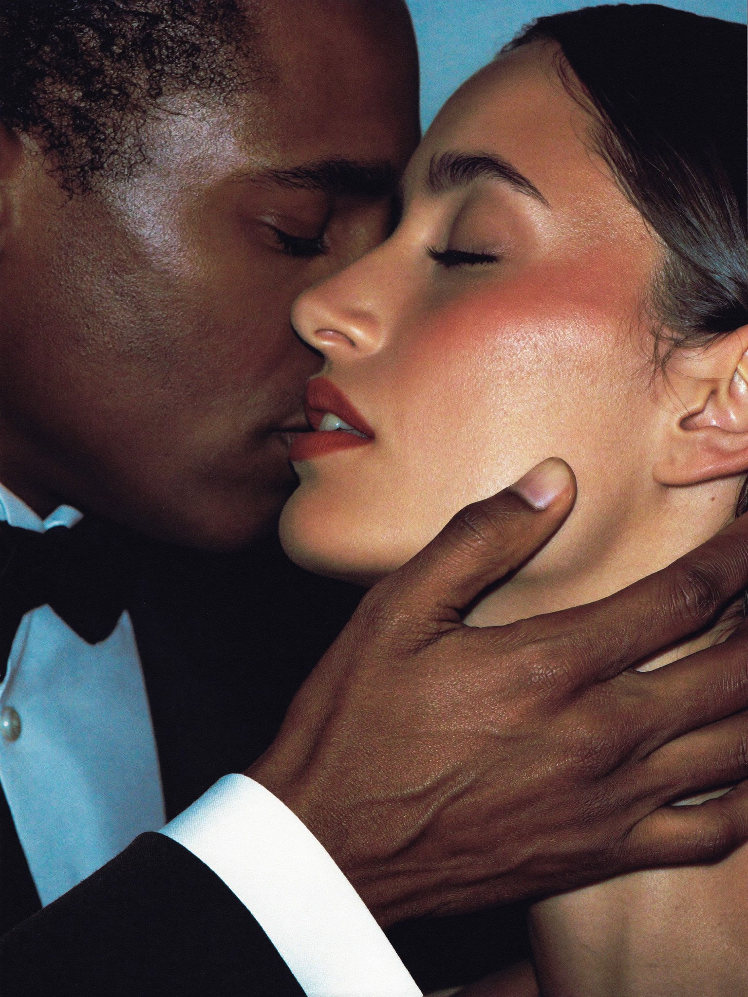 A couple about to kiss